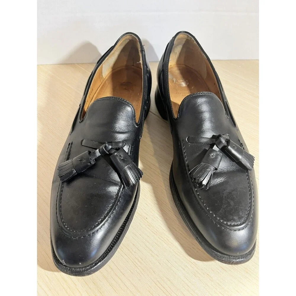 Johnston Murphy USA Aristocrat Black Leather Tassel  Loafer Mens 9c